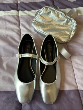 Time and Tru Silver Mary Jane Flats
